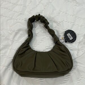 Elegant Olive Shoulder Bag with Twisted Handle